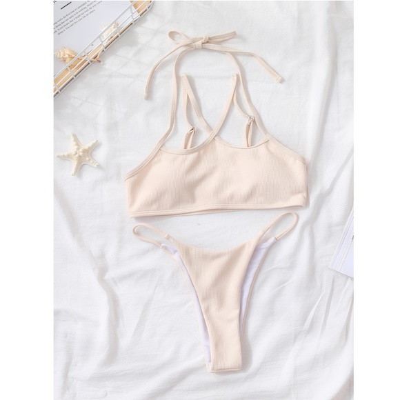 Strappy Rib-Knit 2 Piece Bikini Set - Picture 2 of 6